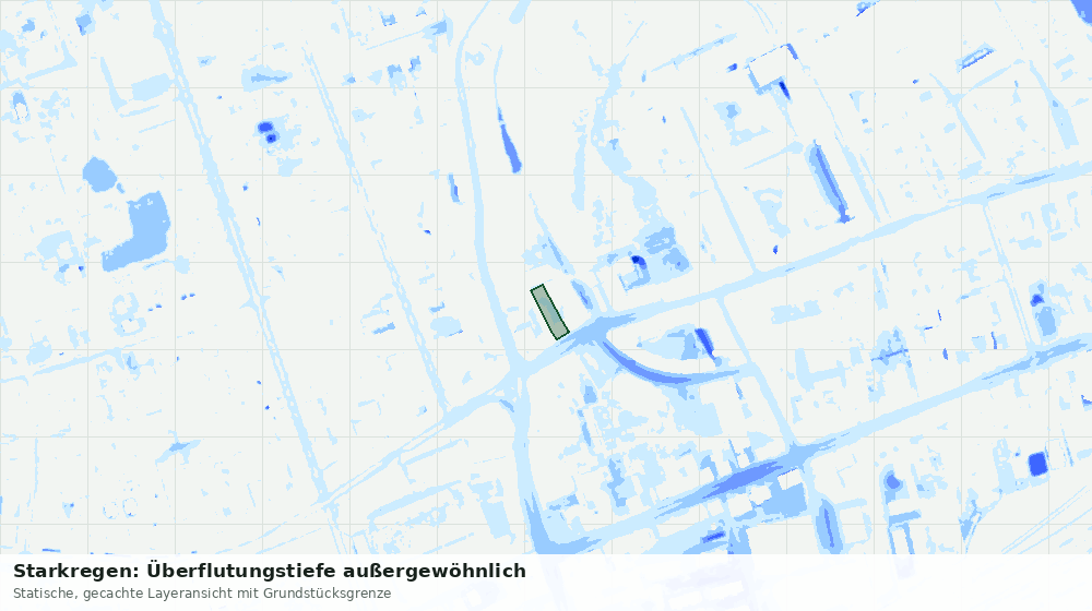 Statische Kartenansicht: Starkregen: Überflutungstiefe außergewöhnlich