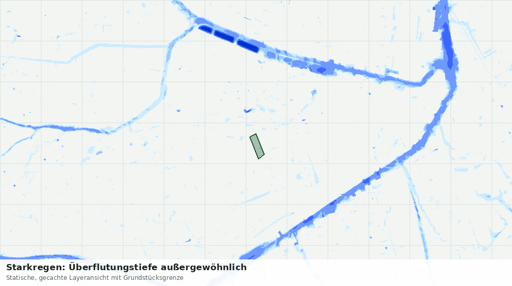 Statische Kartenansicht: Starkregen: Überflutungstiefe außergewöhnlich