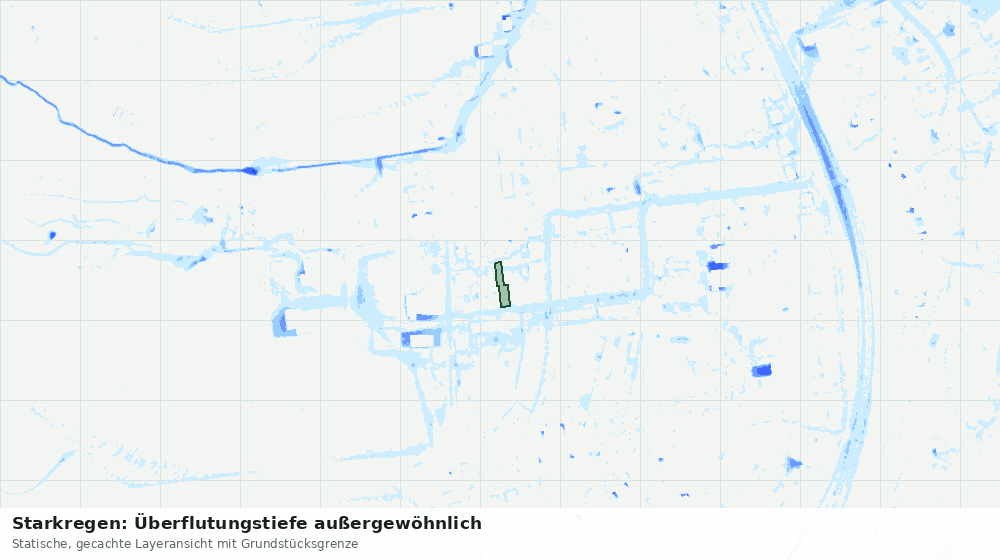 Statische Kartenansicht: Starkregen: Überflutungstiefe außergewöhnlich