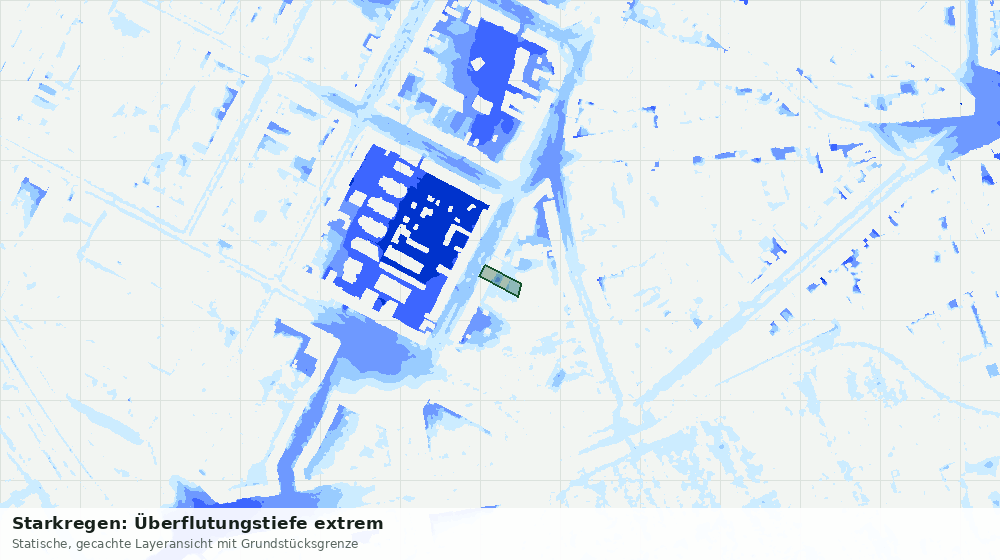 Statische Kartenansicht: Starkregen: Überflutungstiefe extrem