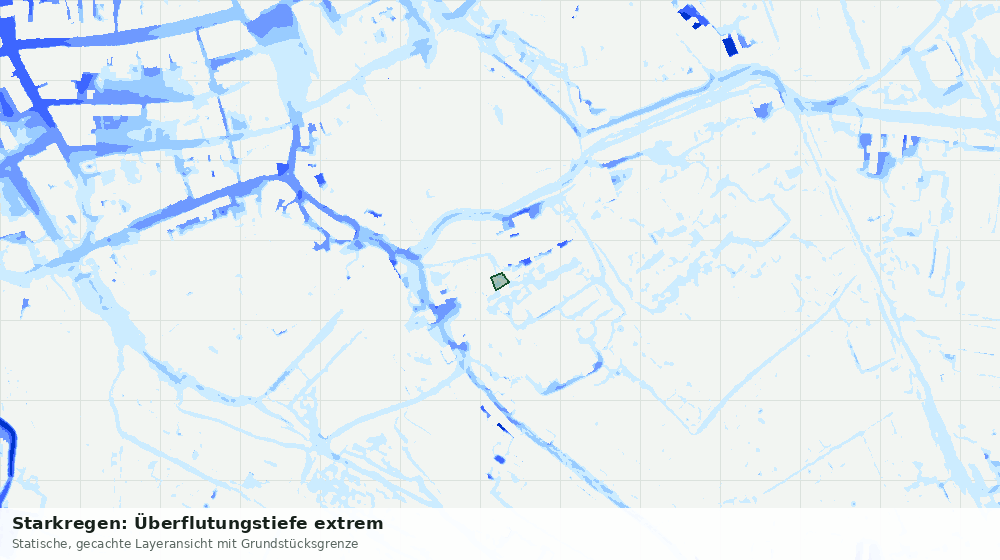 Statische Kartenansicht: Starkregen: Überflutungstiefe extrem
