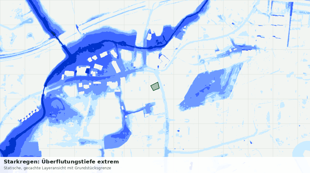 Statische Kartenansicht: Starkregen: Überflutungstiefe extrem