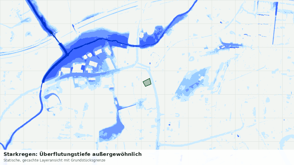 Statische Kartenansicht: Starkregen: Überflutungstiefe außergewöhnlich