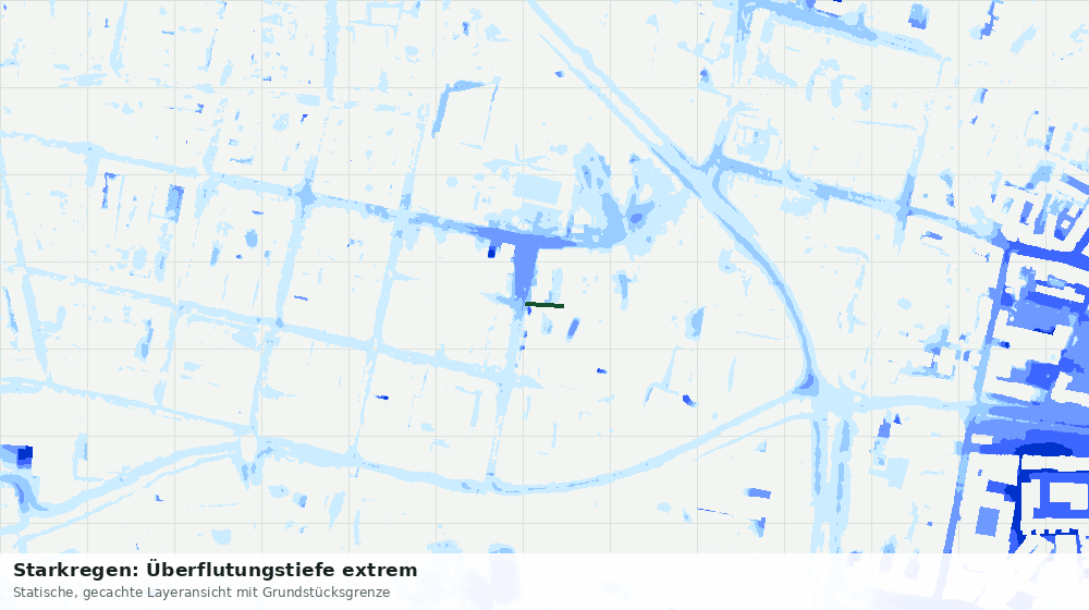 Statische Kartenansicht: Starkregen: Überflutungstiefe extrem