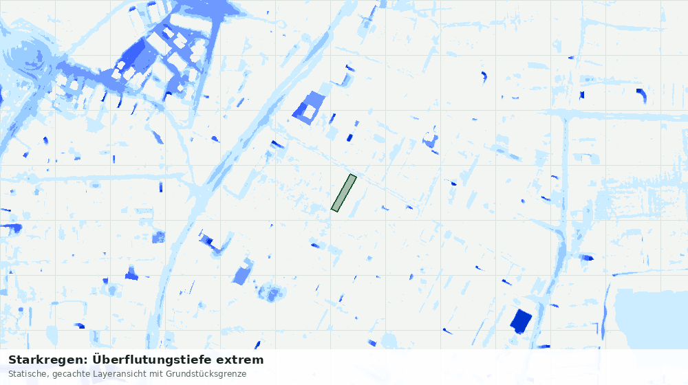 Statische Kartenansicht: Starkregen: Überflutungstiefe extrem