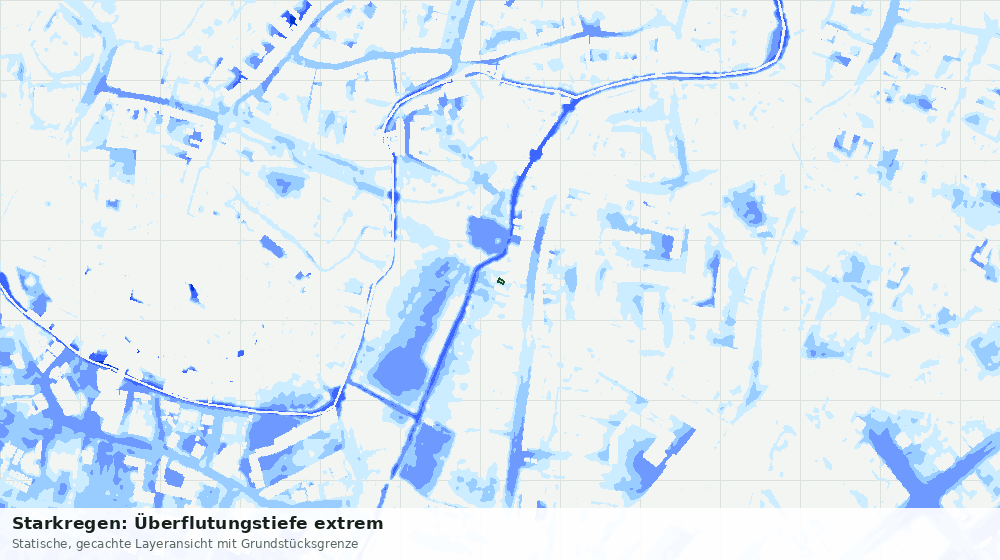 Statische Kartenansicht: Starkregen: Überflutungstiefe extrem