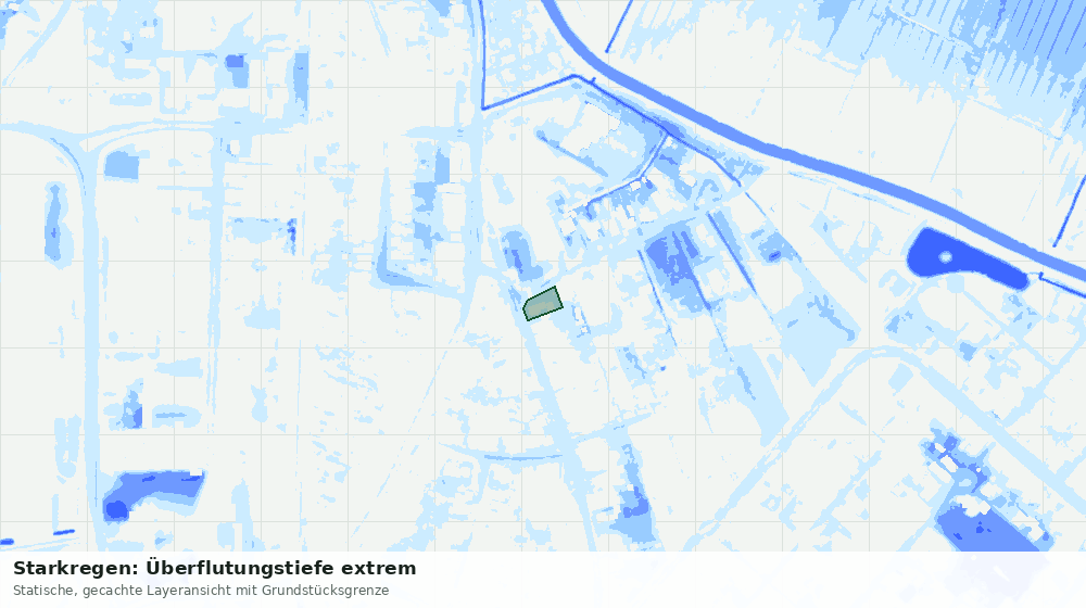Statische Kartenansicht: Starkregen: Überflutungstiefe extrem