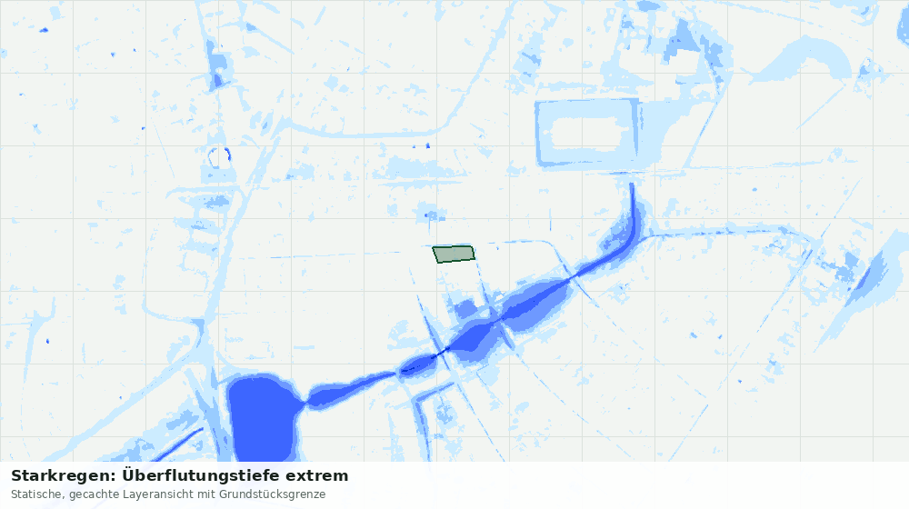 Statische Kartenansicht: Starkregen: Überflutungstiefe extrem