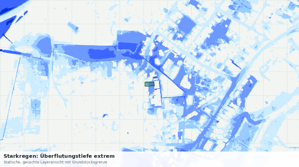 Statische Kartenansicht: Starkregen: Überflutungstiefe extrem