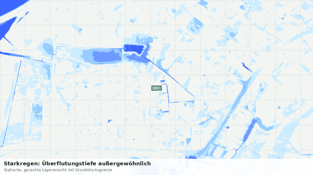 Statische Kartenansicht: Starkregen: Überflutungstiefe außergewöhnlich