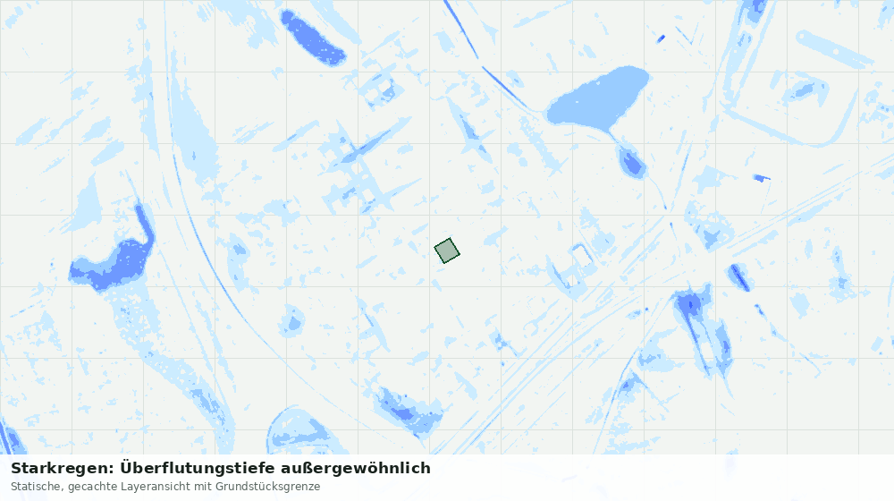 Statische Kartenansicht: Starkregen: Überflutungstiefe außergewöhnlich