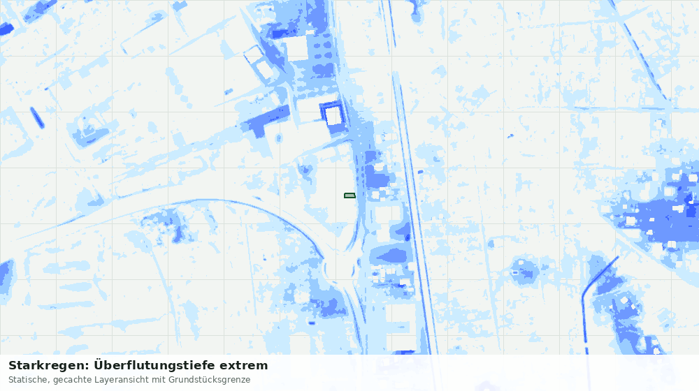 Statische Kartenansicht: Starkregen: Überflutungstiefe extrem