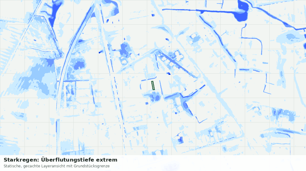 Statische Kartenansicht: Starkregen: Überflutungstiefe extrem