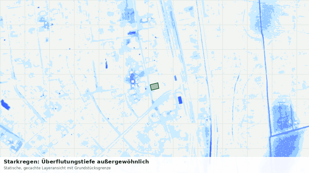 Statische Kartenansicht: Starkregen: Überflutungstiefe außergewöhnlich