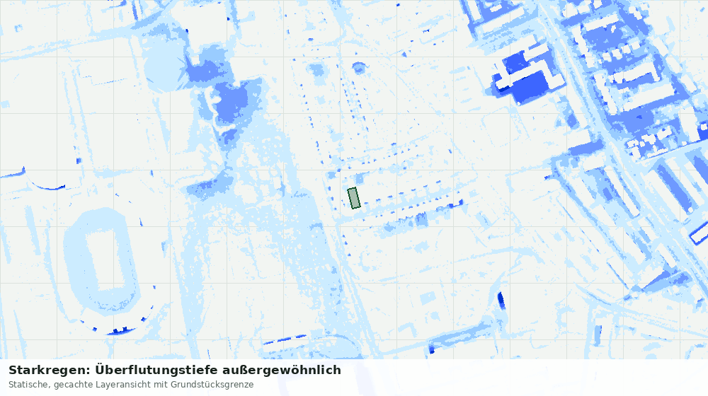 Statische Kartenansicht: Starkregen: Überflutungstiefe außergewöhnlich