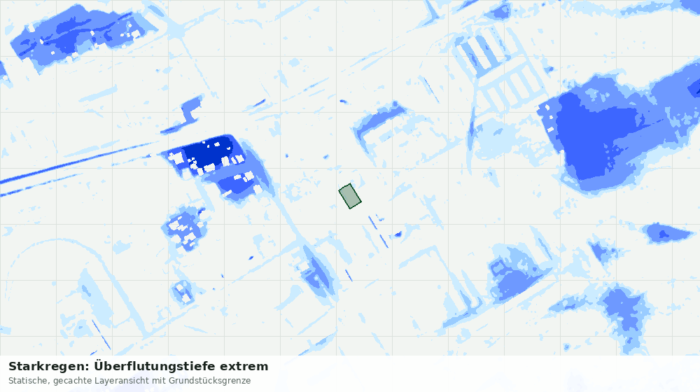 Statische Kartenansicht: Starkregen: Überflutungstiefe extrem