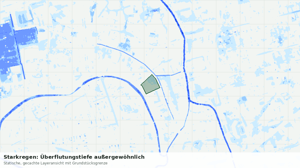 Statische Kartenansicht: Starkregen: Überflutungstiefe außergewöhnlich