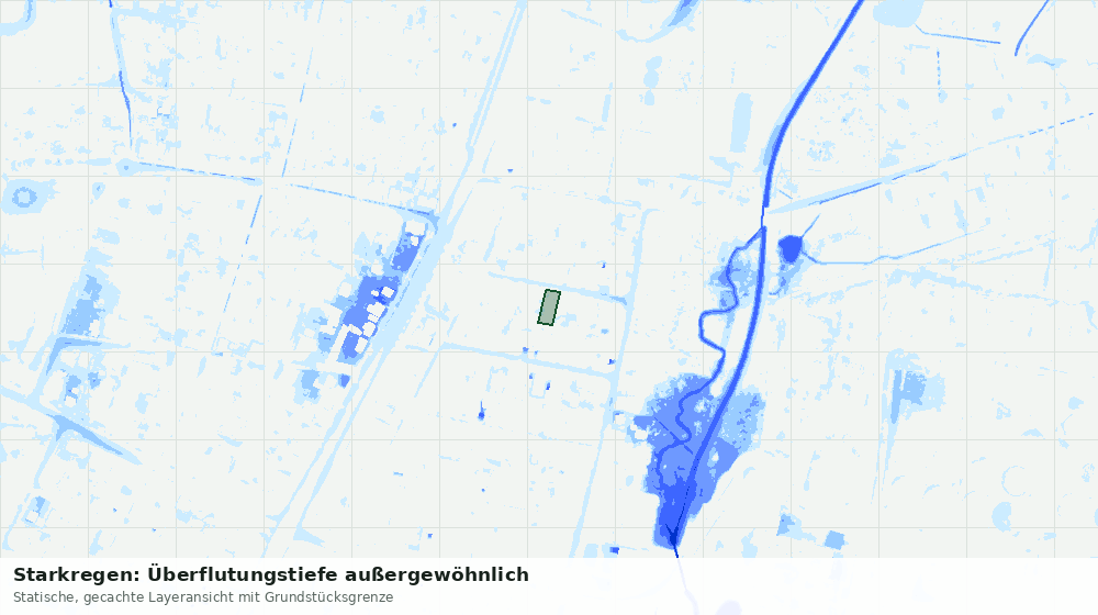 Statische Kartenansicht: Starkregen: Überflutungstiefe außergewöhnlich