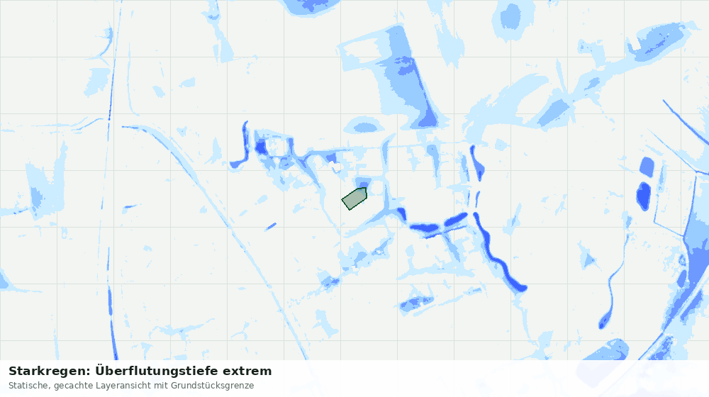 Statische Kartenansicht: Starkregen: Überflutungstiefe extrem