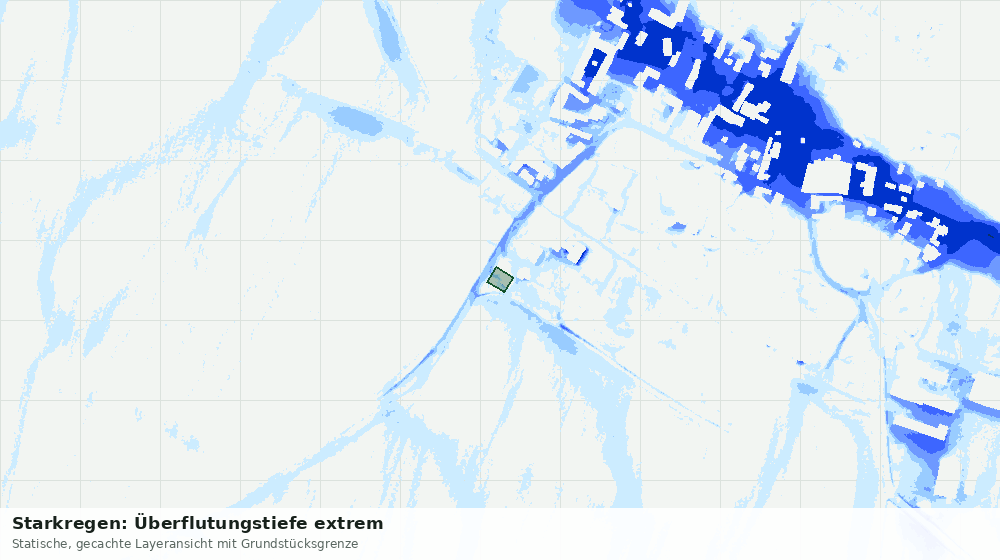 Statische Kartenansicht: Starkregen: Überflutungstiefe extrem