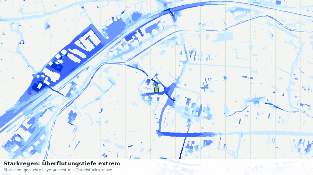Statische Kartenansicht: Starkregen: Überflutungstiefe extrem