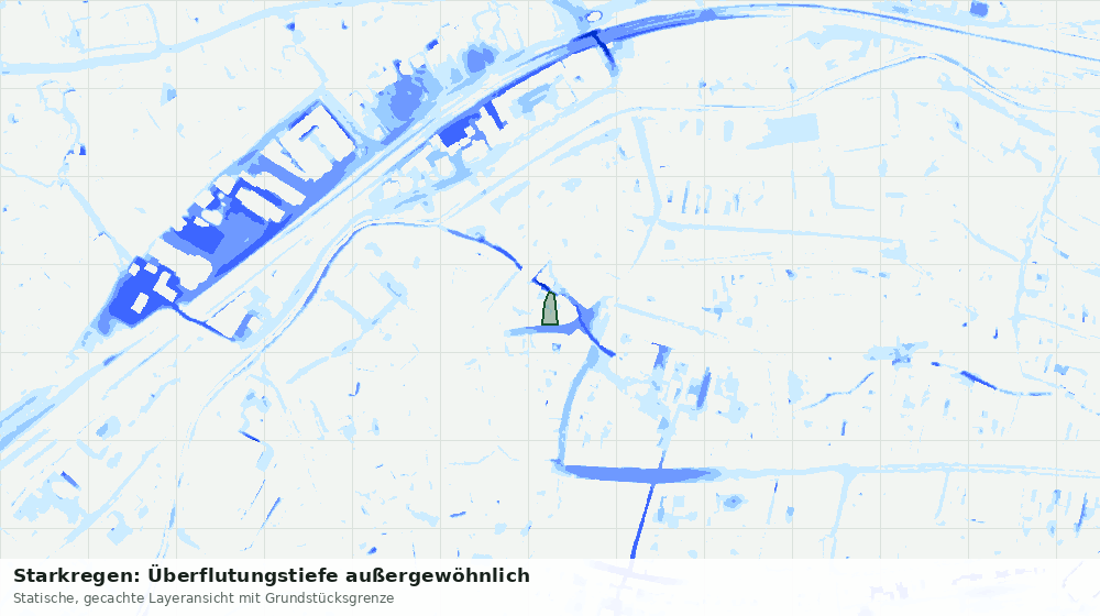 Statische Kartenansicht: Starkregen: Überflutungstiefe außergewöhnlich