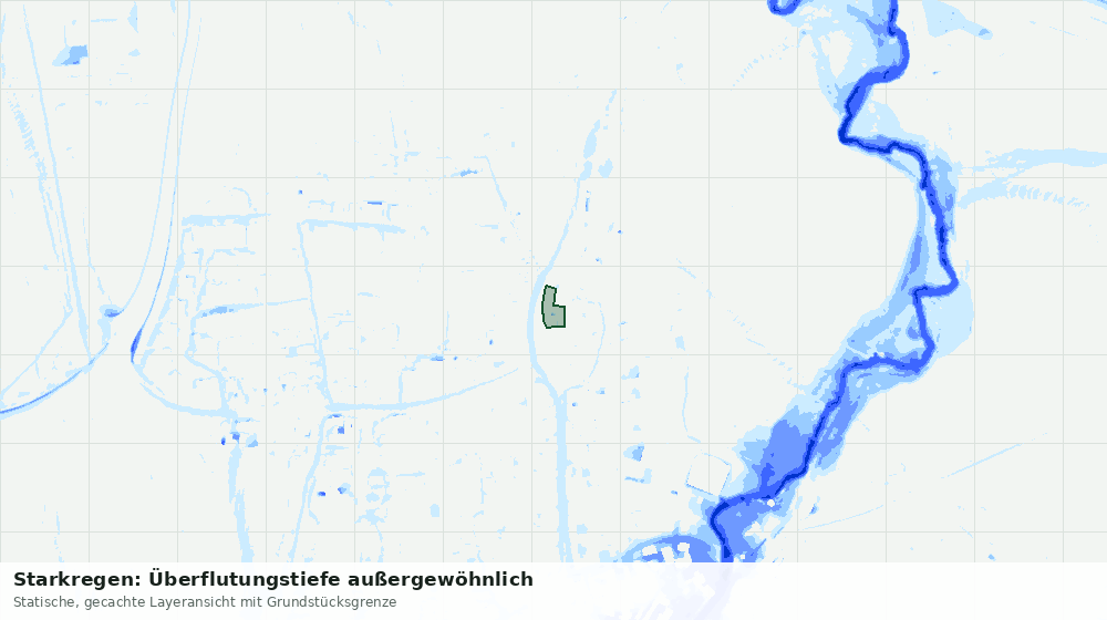 Statische Kartenansicht: Starkregen: Überflutungstiefe außergewöhnlich