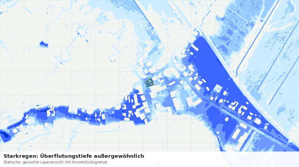 Statische Kartenansicht: Starkregen: Überflutungstiefe außergewöhnlich