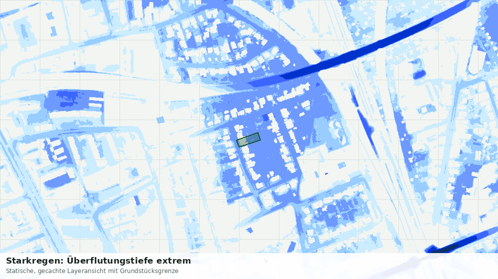 Statische Kartenansicht: Starkregen: Überflutungstiefe extrem