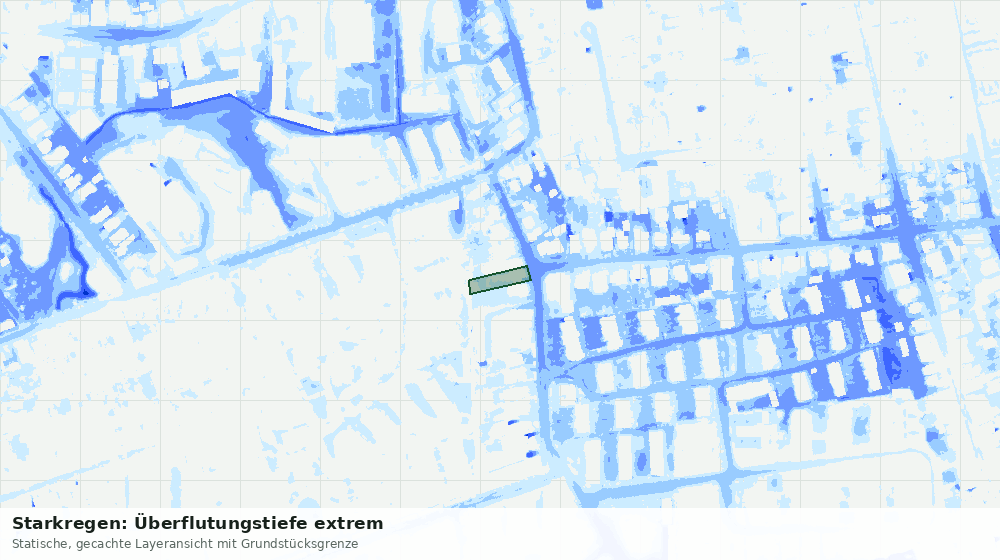 Statische Kartenansicht: Starkregen: Überflutungstiefe extrem
