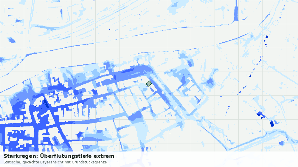 Statische Kartenansicht: Starkregen: Überflutungstiefe extrem