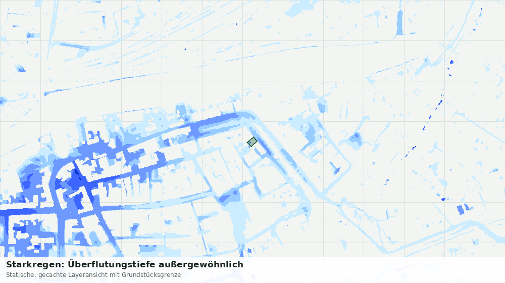 Statische Kartenansicht: Starkregen: Überflutungstiefe außergewöhnlich