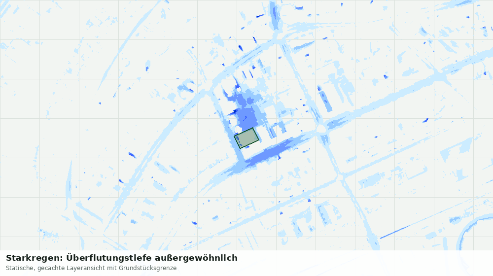 Statische Kartenansicht: Starkregen: Überflutungstiefe außergewöhnlich