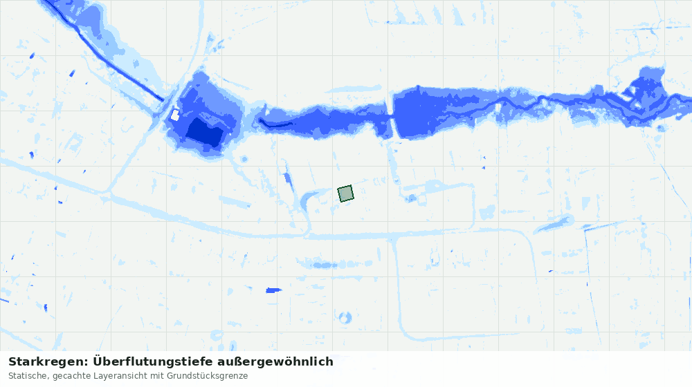 Statische Kartenansicht: Starkregen: Überflutungstiefe außergewöhnlich