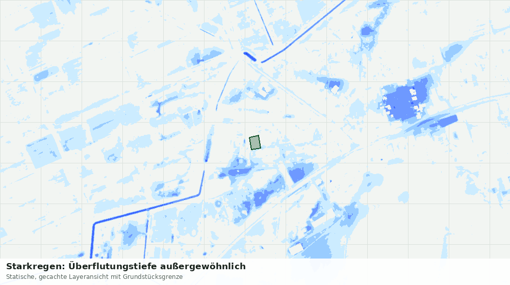 Statische Kartenansicht: Starkregen: Überflutungstiefe außergewöhnlich