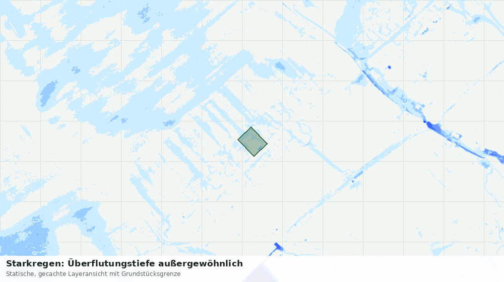 Statische Kartenansicht: Starkregen: Überflutungstiefe außergewöhnlich