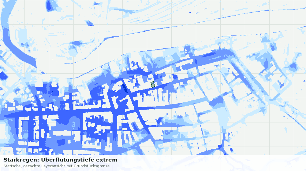 Statische Kartenansicht: Starkregen: Überflutungstiefe extrem