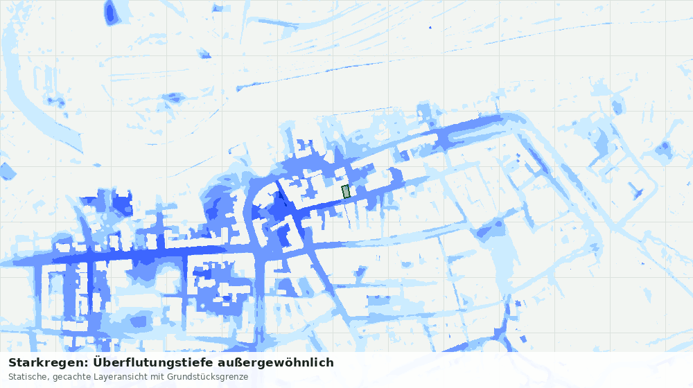 Statische Kartenansicht: Starkregen: Überflutungstiefe außergewöhnlich