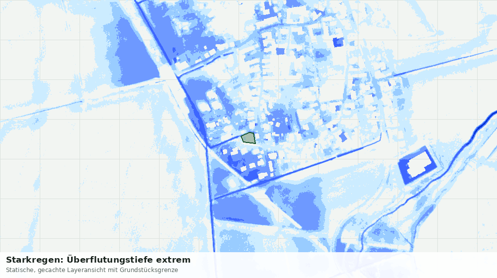 Statische Kartenansicht: Starkregen: Überflutungstiefe extrem