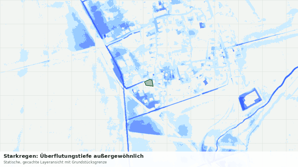 Statische Kartenansicht: Starkregen: Überflutungstiefe außergewöhnlich