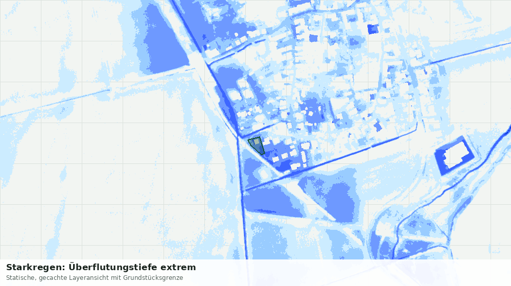 Statische Kartenansicht: Starkregen: Überflutungstiefe extrem