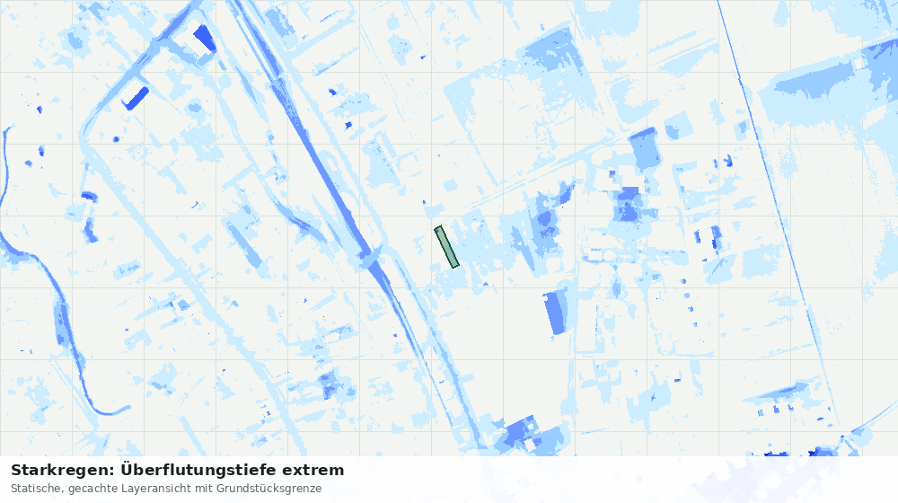 Statische Kartenansicht: Starkregen: Überflutungstiefe extrem