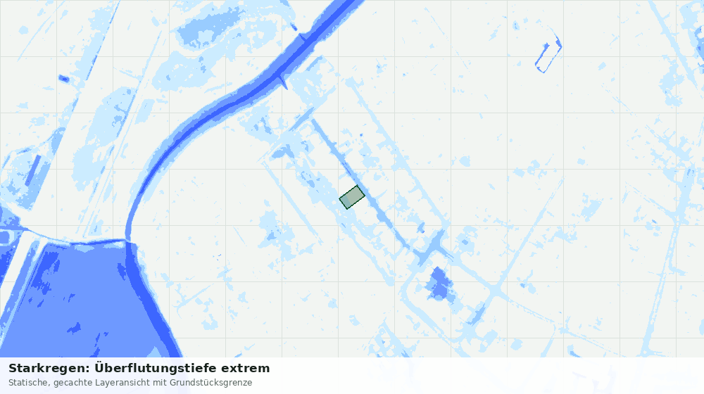 Statische Kartenansicht: Starkregen: Überflutungstiefe extrem