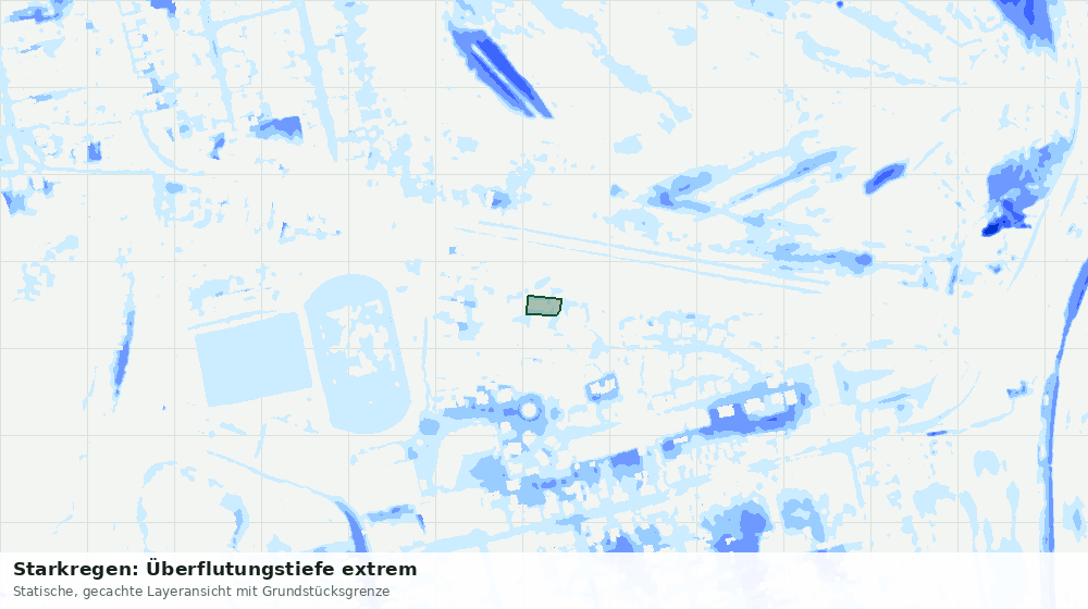 Statische Kartenansicht: Starkregen: Überflutungstiefe extrem