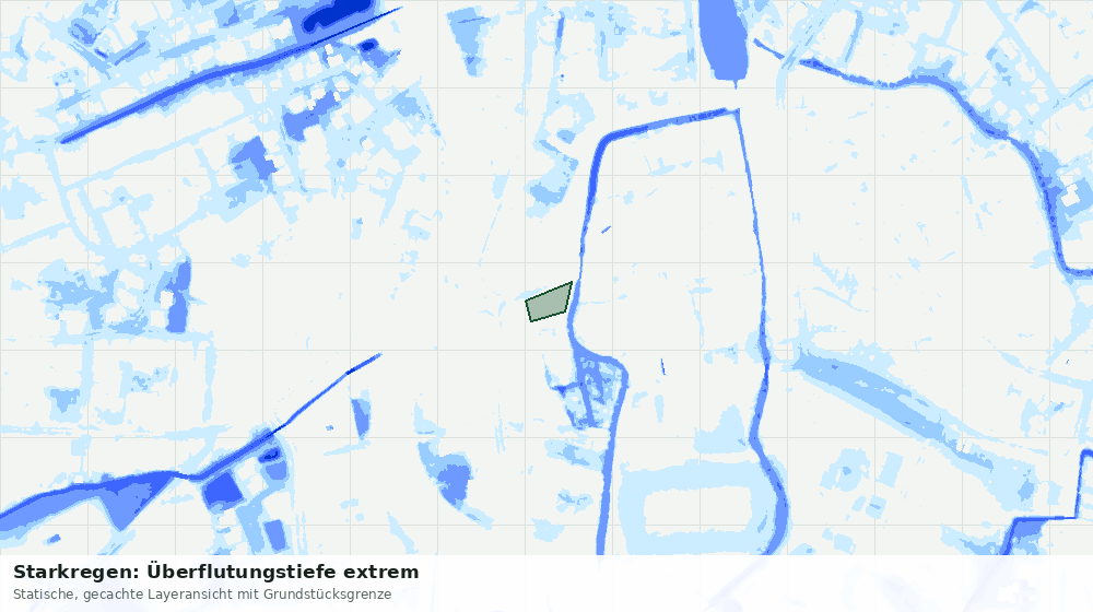 Statische Kartenansicht: Starkregen: Überflutungstiefe extrem