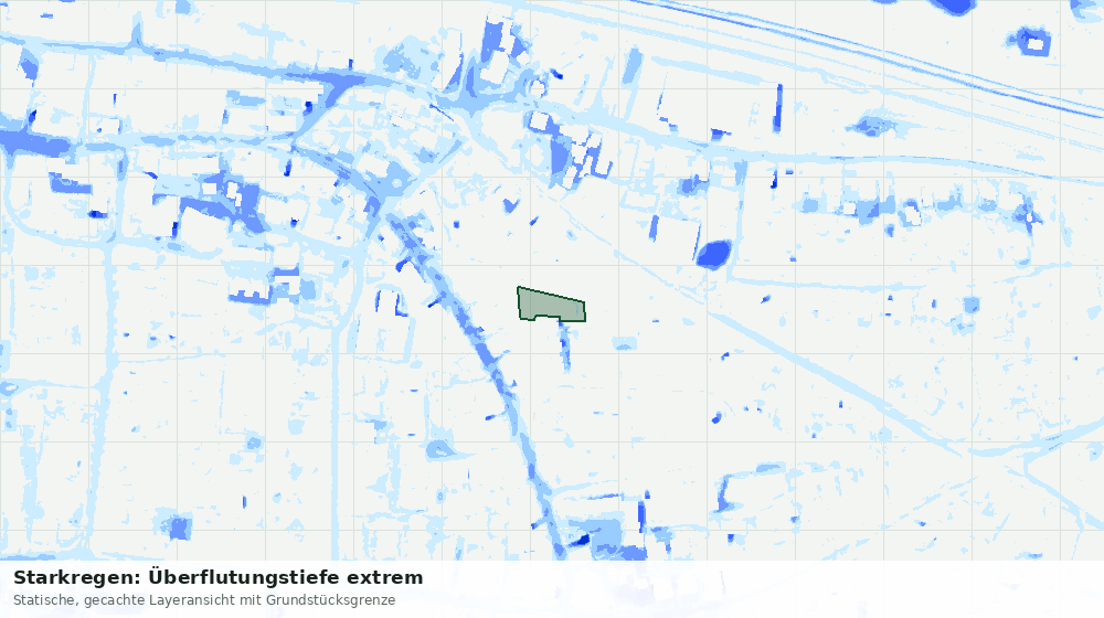 Statische Kartenansicht: Starkregen: Überflutungstiefe extrem