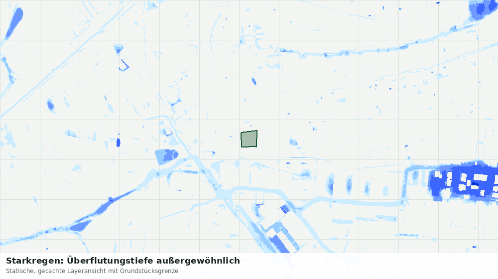 Statische Kartenansicht: Starkregen: Überflutungstiefe außergewöhnlich