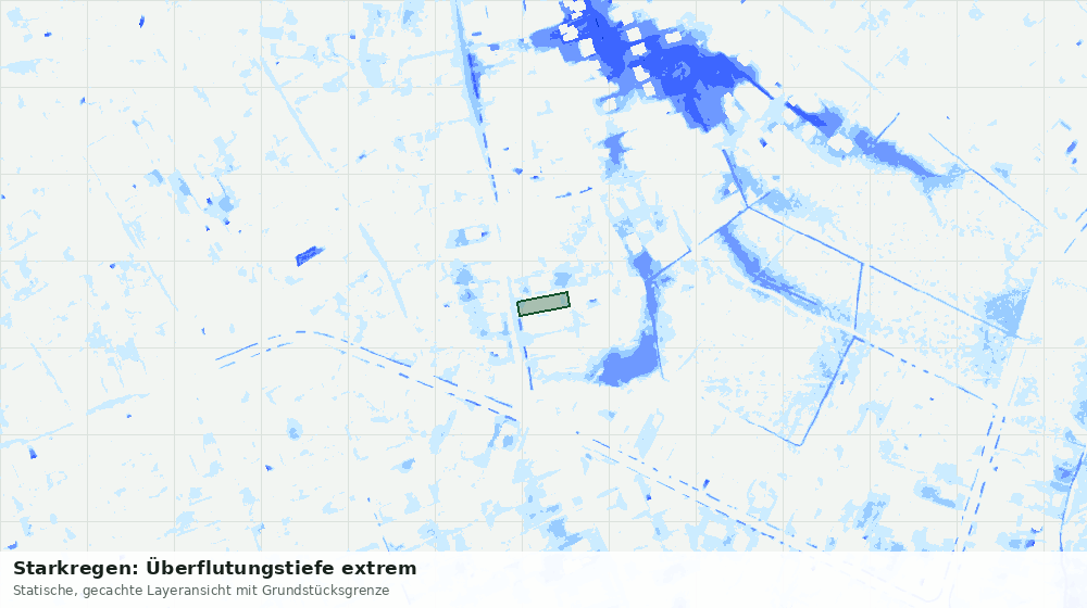 Statische Kartenansicht: Starkregen: Überflutungstiefe extrem