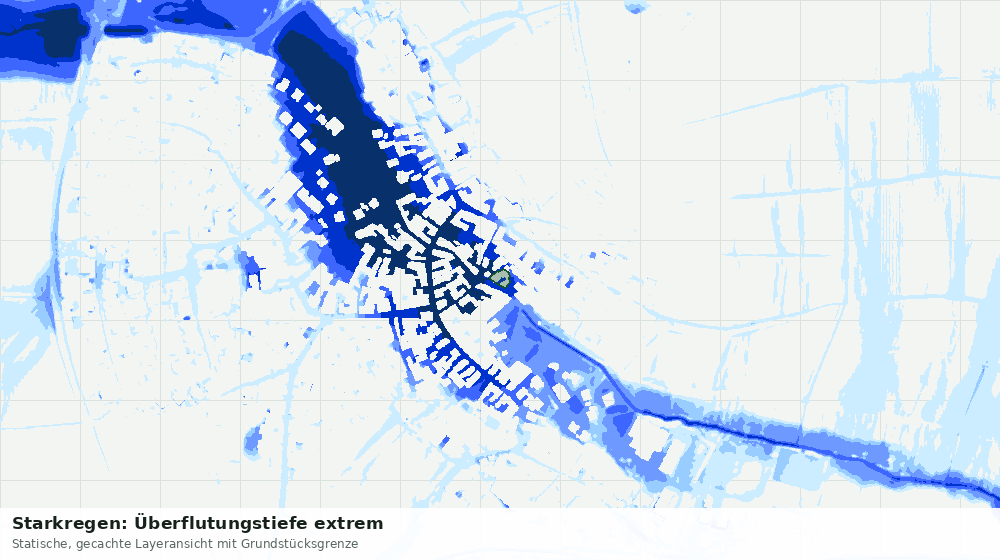 Statische Kartenansicht: Starkregen: Überflutungstiefe extrem