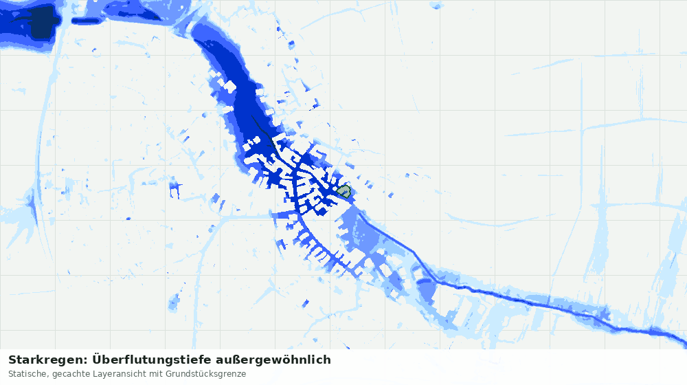 Statische Kartenansicht: Starkregen: Überflutungstiefe außergewöhnlich